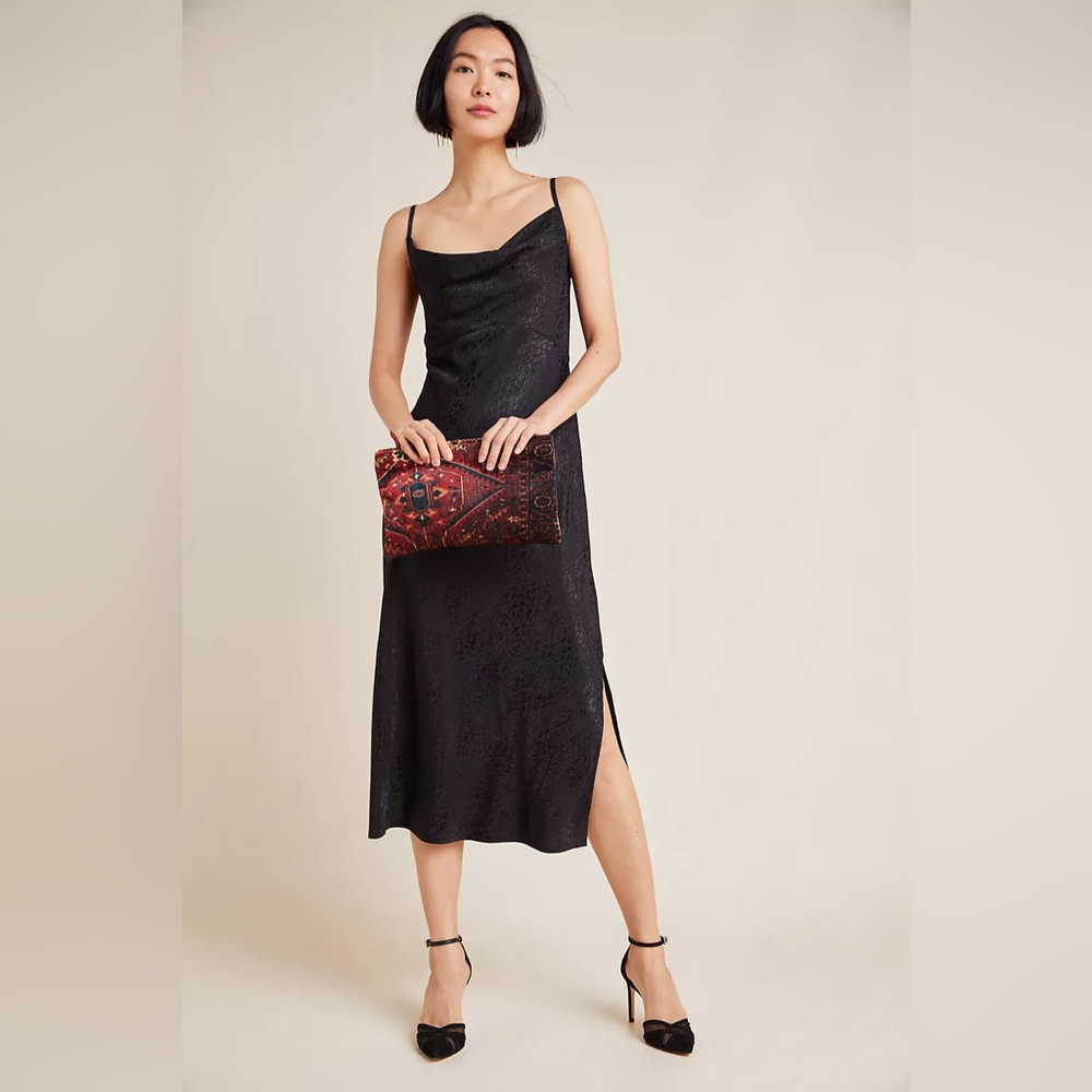 Anthropologie Amelie Jacquard Slip Dress Black - Picture 1 of 7